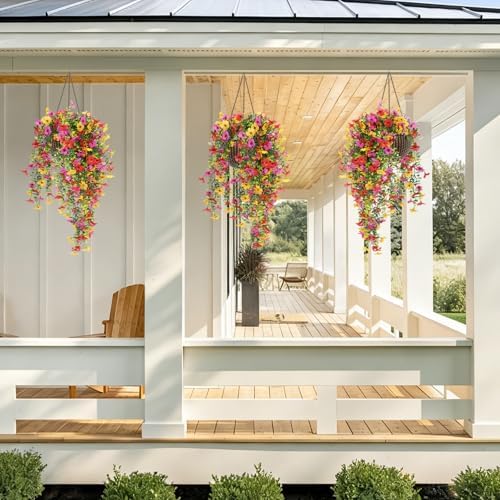 Artificial Hanging Plants UV Resistant Faux Silk Orchid Flowers, alternate view 7