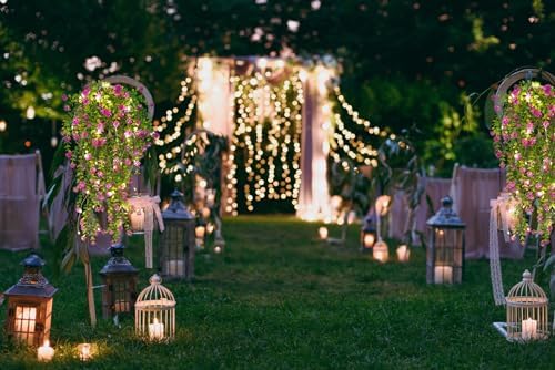 Artificial Hanging Plants with Lights Fake Hanging Spring Flowers, alternate view 4