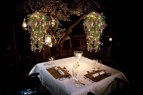 Artificial Hanging Plants with Lights Fake Hanging Spring Flowers, alternate view 5