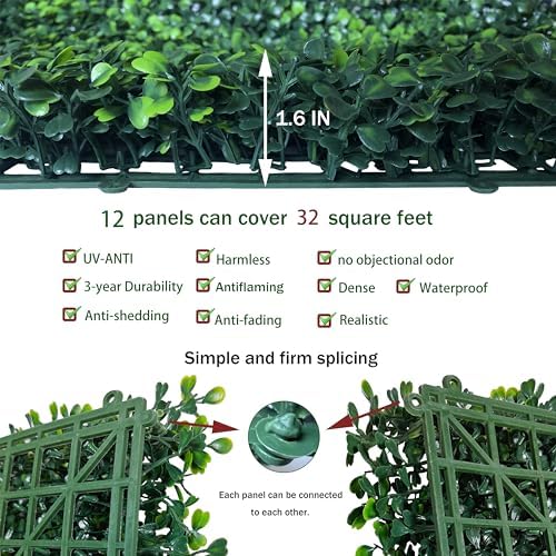 Artificial Hedge Privacy Fence Screen, 24X16 in 12P (32 sqft), alternate view 3