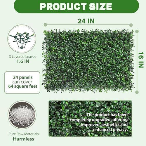 Artificial Hedge Privacy Fence Screen, 24X16 in 24P (64 sqft), alternate view 2
