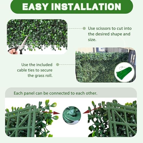 Artificial Hedge Privacy Fence Screen, 24X16 in 24P (64 sqft), alternate view 3