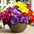 Artificial Hibiscus Flowers 5 Bundles, UV Resistant Fake Tropical Flowers Realistic Silk Blooms for Outdoor