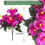 Artificial Hibiscus Flowers for Outdoors, Silk Tropical Flowers, UV Resistant Faux Plants, 5 Bundles for Planter, alternate