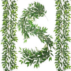 Artificial Italian Ruscus Vines, 3Pcs/75 Silk Vine Garland with Green Leaves, Fake Hanging Plants Greenery Decor