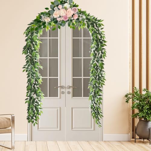 Artificial Italian Ruscus Vines, 3Pcs/75 Silk Vine Garland with Green Leaves, Fake Hanging Plants Greenery Decor, alternate