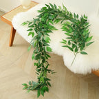 Artificial Italian Ruscus Vines, 3Pcs/75 Silk Vine Garland with Green Leaves, Fake Hanging Plants Greenery Decor, alternate