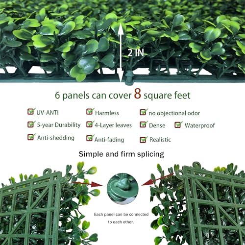 Artificial Ivy Hedge Fence, 16"x12" 6P 8 sqft Grass Backdrop Wall, alternate view 3