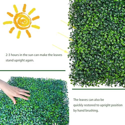 Artificial Ivy Hedge Fence, 16"x12" 6P 8 sqft Grass Backdrop Wall, alternate view 4