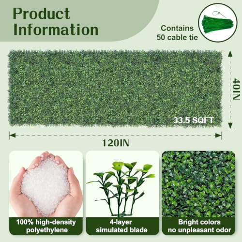 Artificial Ivy Privacy Screen Fence Panel, Gradient Green 40X120 in, alternate view 2