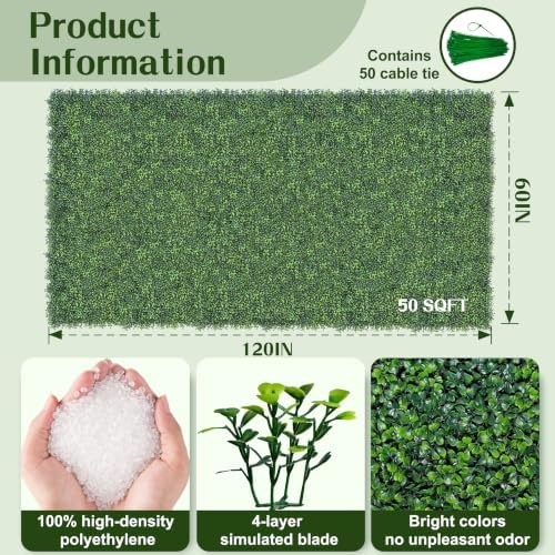 Artificial Ivy Privacy Screen Fence Panel, Gradient Green 60X120 in, alternate view 2
