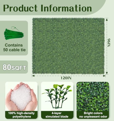 Artificial Ivy Privacy Screen Fence Panel, Gradient Green 96X120 in, alternate view 2