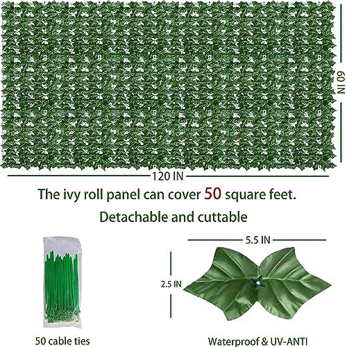 Artificial Ivy Privacy Screen Fence Panel, Green 60X120 in, alternate view 2