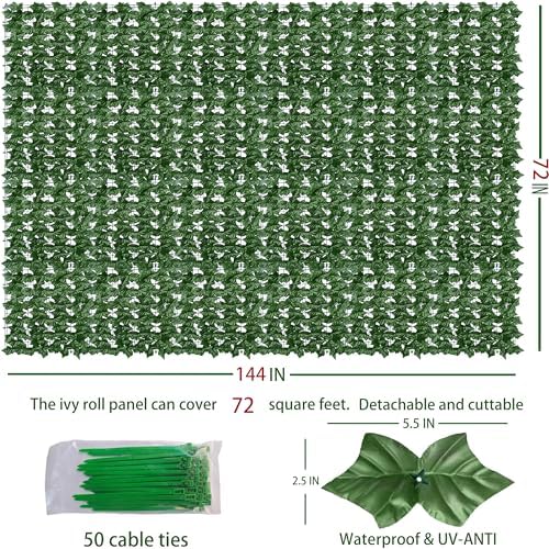 Artificial Ivy Privacy Screen Fence Panel, Green 72 X 144 in, alternate view 2