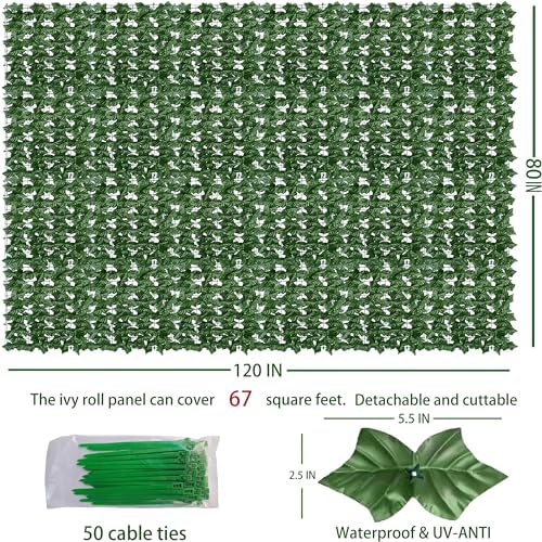 Artificial Ivy Privacy Screen Fence Panel, Green 80 X 120 in, alternate view 2