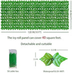 Artificial Ivy Privacy Screen Fence Panel, Light Green 48 X120 in, alternate view 3