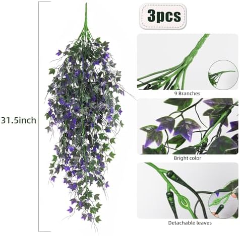 Artificial Ivy Vine Fake Hanging Plants Plastic Trailing Greenery, alternate view 3