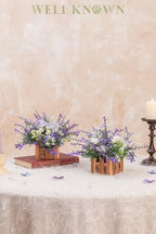 Artificial Lavender Plants in Wooden Baskets - Set of 2 in Lavender, alternate view 3