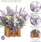 Artificial Lavender Plants in Wooden Baskets - Set of 2 in Lavender, alternate view 5