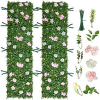 Artificial Luxury Flower Wall Backdrop, 2 PCS, Each Panel 2 x 8 ft, Gorgeous 3D Silk Floral Backdrop Pet