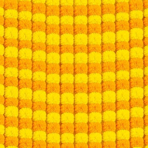 Artificial Marigold Garland - Light Yellow Orange Garlands Decor