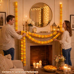 Artificial Marigold Garland - Light Yellow Orange Garlands Decor, alternate view 2