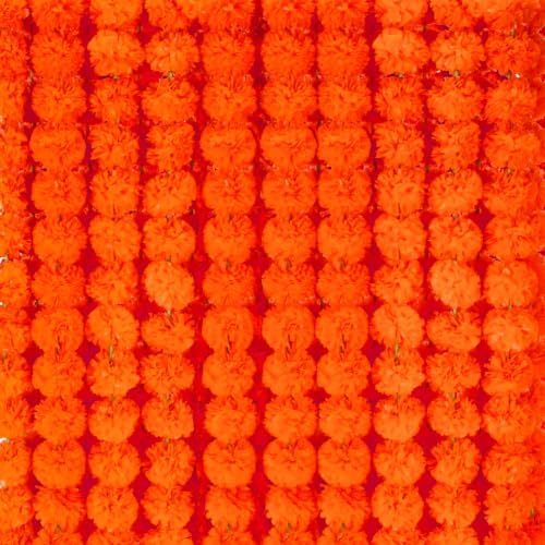 Artificial Marigold Garland - Orange Red Garlands for Decoration
