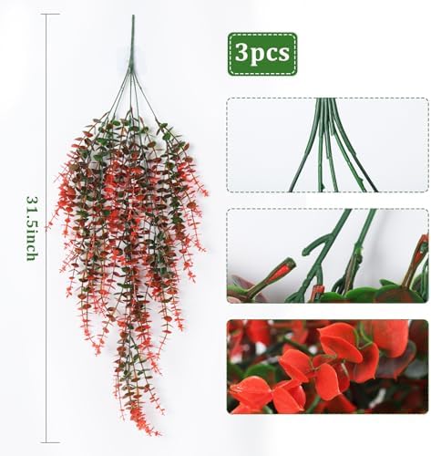 Artificial Monkey Hanging Plants Faux Draping Trailing Greenery 3Pc, alternate view 3