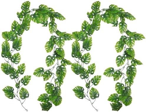 Artificial Monstera Leaves Vines 2Pcs 5.9Ft Plastic Large Palm Ivy