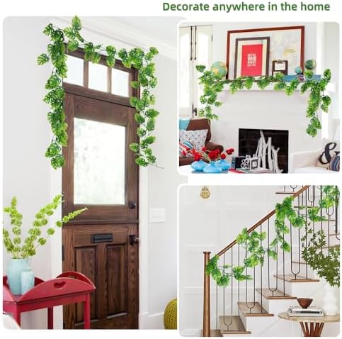 Artificial Monstera Leaves Vines 2Pcs 5.9Ft Plastic Large Palm Ivy, alternate view 3