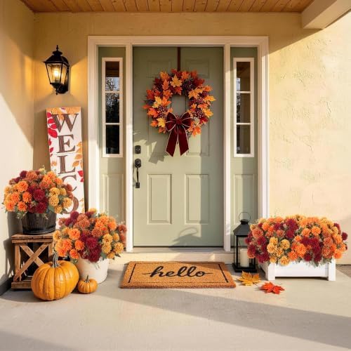 Artificial Mums Flowers for Outdoors Outside Decorations,12Pcs Fake Mums, alternate view 3