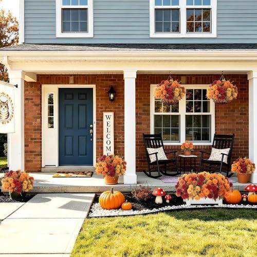 Artificial Mums Flowers for Outdoors Outside Decorations,24Pcs Fake Mums, alternate view 4