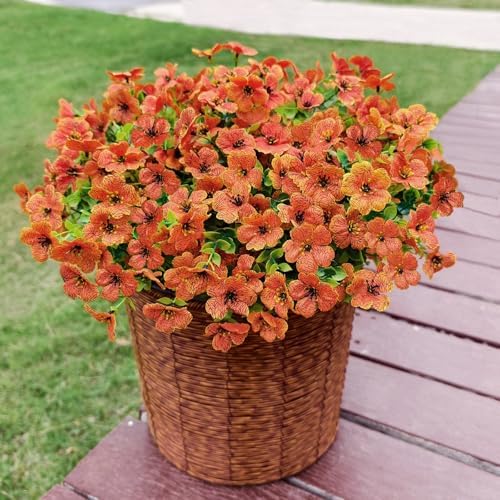 Artificial Mums for Outdoor Fall Decor Fall Flowers, 12 Bundles Fake Mums Artificial Flowers Fall Decorations, alternate view
