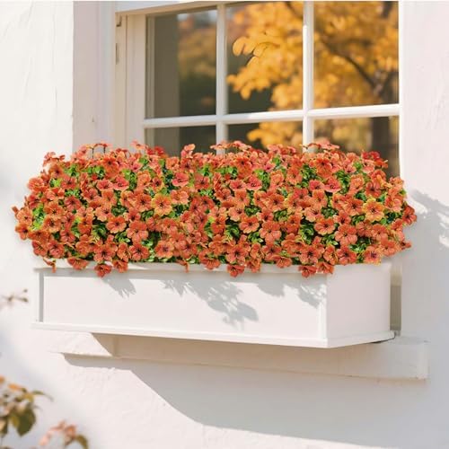 Artificial Mums for Outdoor Fall Decor Fall Flowers, 12 Bundles Fake Mums Artificial Flowers Fall Decorations, alternate view