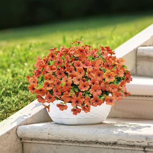 Artificial Mums for Outdoor Fall Decor Fall Flowers, 12 Bundles Fake Mums Artificial Flowers Fall Decorations, alternate view