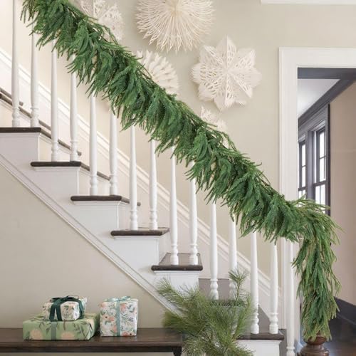 Artificial Norfolk Pine Garland, Realistic Christmas Greenery Garland for Mantle, Staircase, Banister, alternate view 5