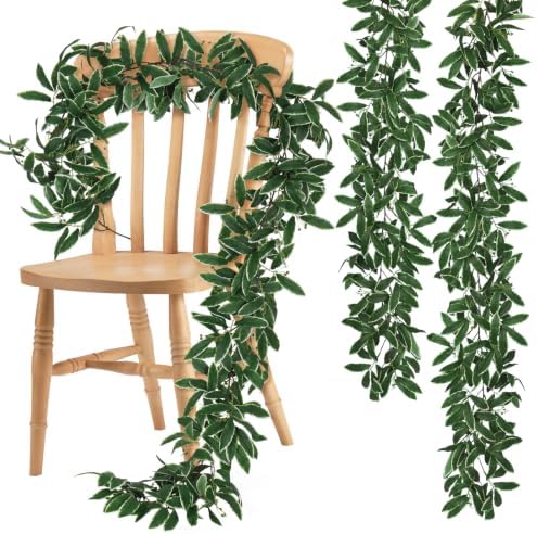 Artificial Olive Leaves Vine Garland with Berry 2Pcs 6.2Ft Silk Ivy