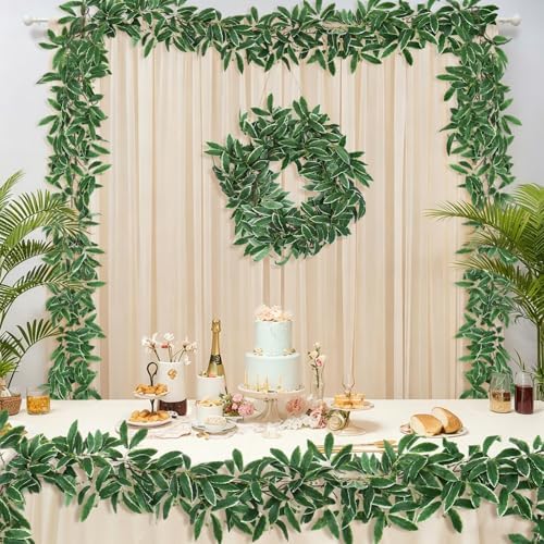 Artificial Olive Leaves Vine Garland with Berry 2Pcs 6.2Ft Silk Ivy, alternate view 2
