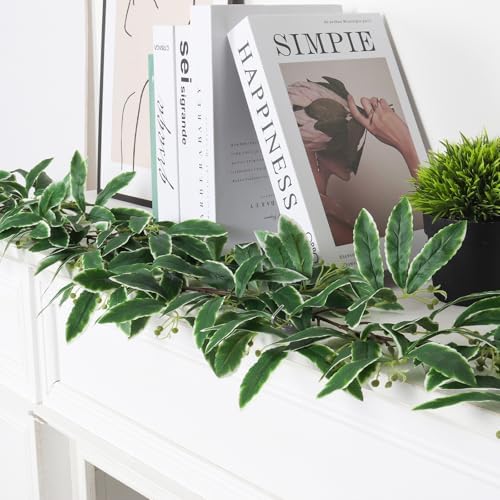 Artificial Olive Leaves Vine Garland with Berry 2Pcs 6.2Ft Silk Ivy, alternate view 3