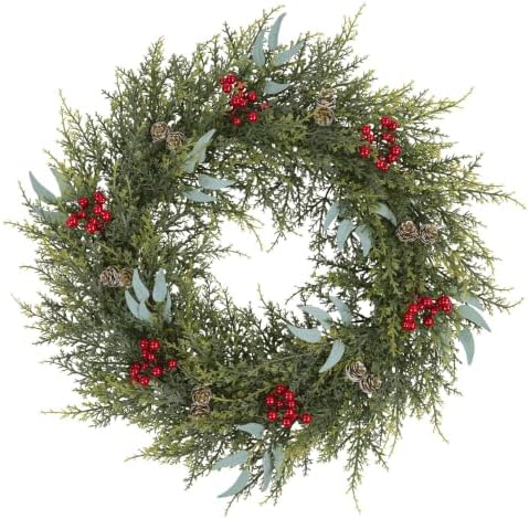 Artificial Outdoor Christmas Wreath for Front Door 22"