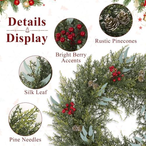 Artificial Outdoor Christmas Wreath for Front Door 22", alternate view 2