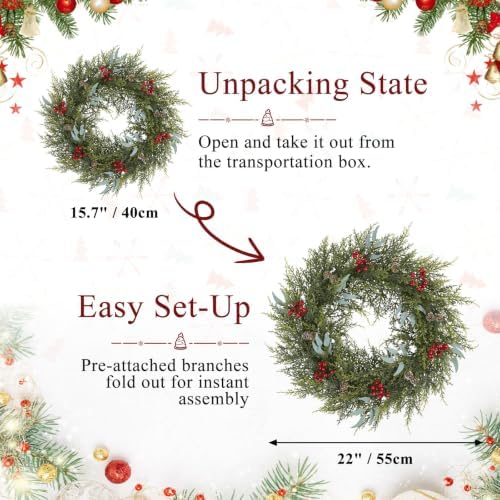 Artificial Outdoor Christmas Wreath for Front Door 22", alternate view 5