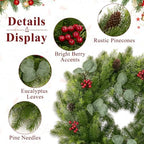 Artificial Outdoor Christmas Wreath for Front Door 24", alternate view 2