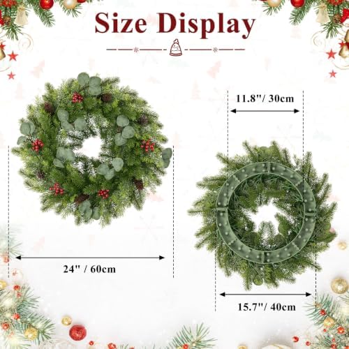 Artificial Outdoor Christmas Wreath for Front Door 24", alternate view 3