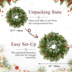 Artificial Outdoor Christmas Wreath for Front Door 24", alternate view 5