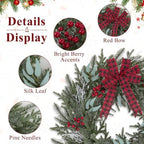 Artificial Outdoor Christmas Wreath with Bow for Front Door 22", alternate view 2