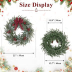 Artificial Outdoor Christmas Wreath with Bow for Front Door 22", alternate view 3