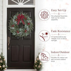 Artificial Outdoor Christmas Wreath with Bow for Front Door 22", alternate view 4