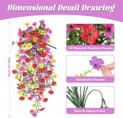 Artificial Outdoor Flowers, UV Resistant Fake Silk Flowers, 2PCS, alternate view 2