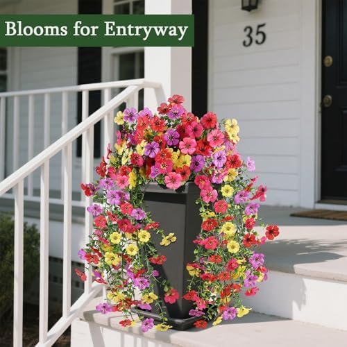 Artificial Outdoor Flowers, UV Resistant Fake Silk Flowers, 2PCS, alternate view 3